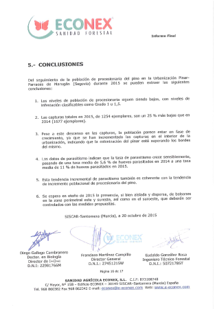 Imagen INFORMACIÓN ACTUAL DE ECONEX (ORUGA PROCESIONARIA)
